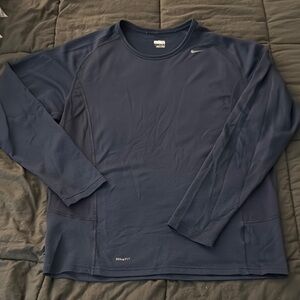 Nike Fit Dry Navy Blue Long Sleeve Shirt- size medium